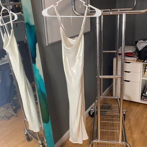 XS Shimmer White Cowl Neck Dress